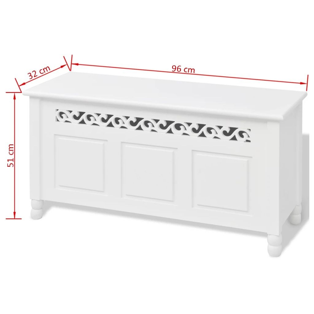 Storage Bench Baroque Style MDF White